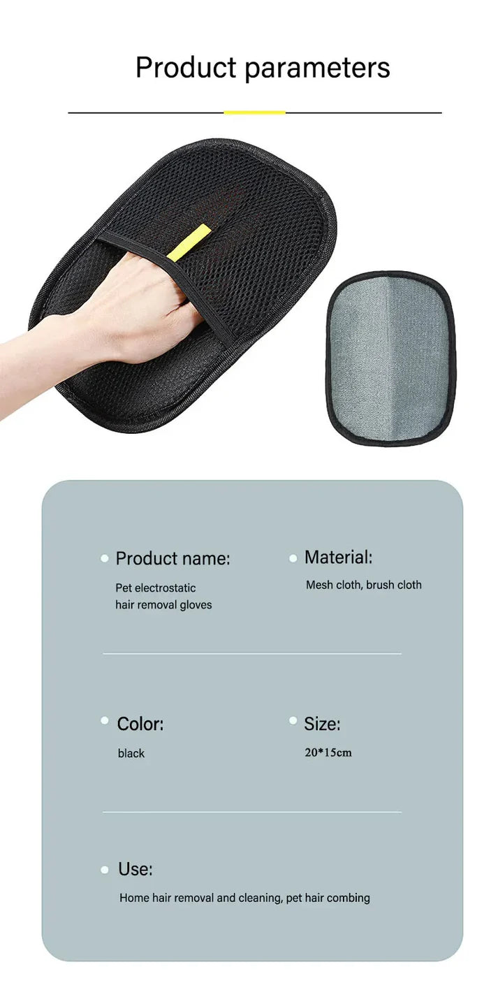Pet Grooming Gloves – Static Hair Remover Brush for Dog & Cat Fur