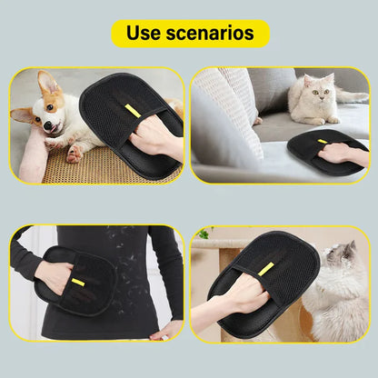 Pet Grooming Gloves – Static Hair Remover Brush for Dog & Cat Fur