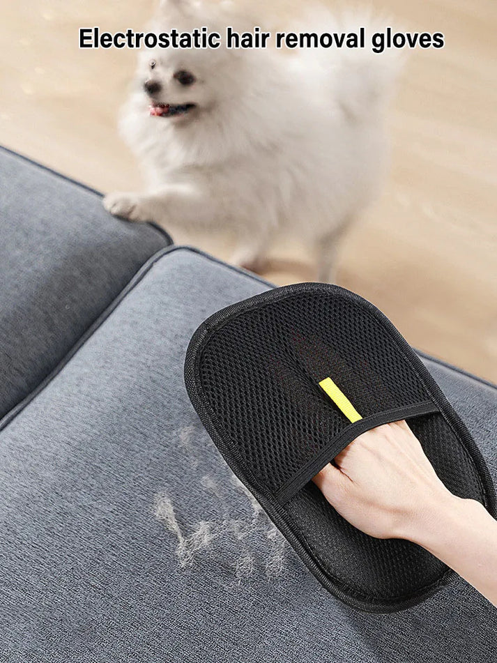 Pet Grooming Gloves – Static Hair Remover Brush for Dog & Cat Fur
