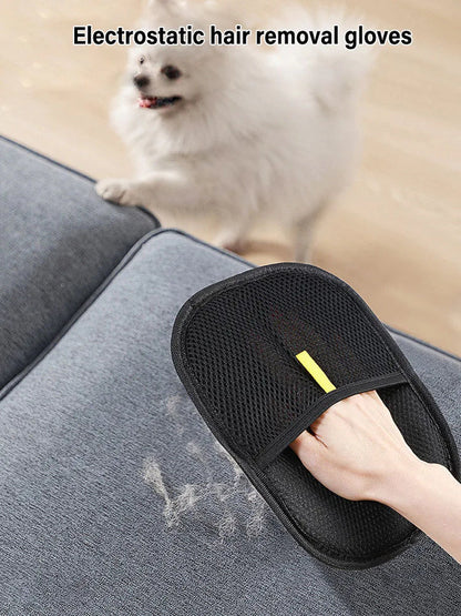 Pet Grooming Gloves – Static Hair Remover Brush for Dog & Cat Fur