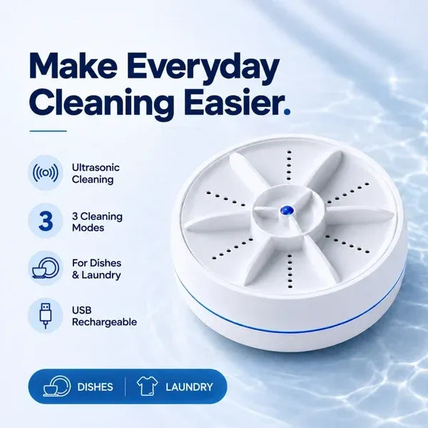 AvenziaCLEAN™ Portable Ultrasonic Washer for Dishes & Laundry