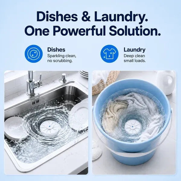 AvenziaCLEAN™ Portable Ultrasonic Washer for Dishes & Laundry