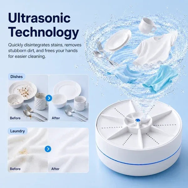 AvenziaCLEAN™ Portable Ultrasonic Washer for Dishes & Laundry